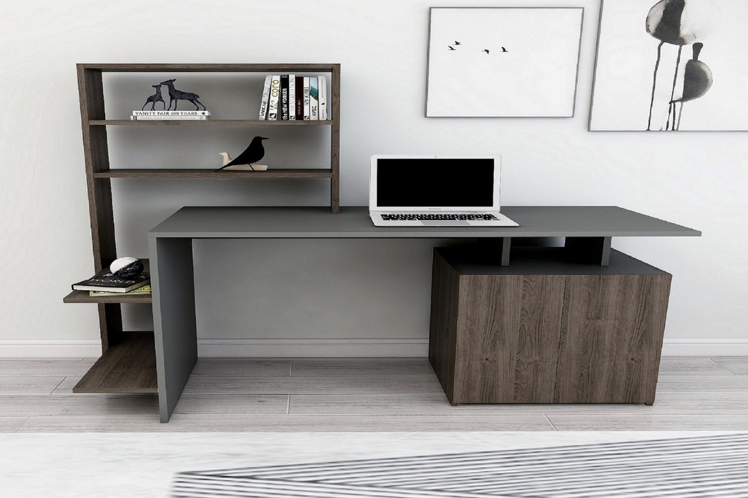 Íróasztal Melis - Walnut, Anthracite-VASBÚTOR