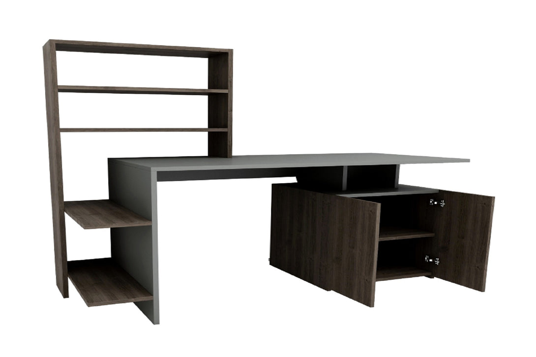 Íróasztal Melis - Walnut, Anthracite-VASBÚTOR