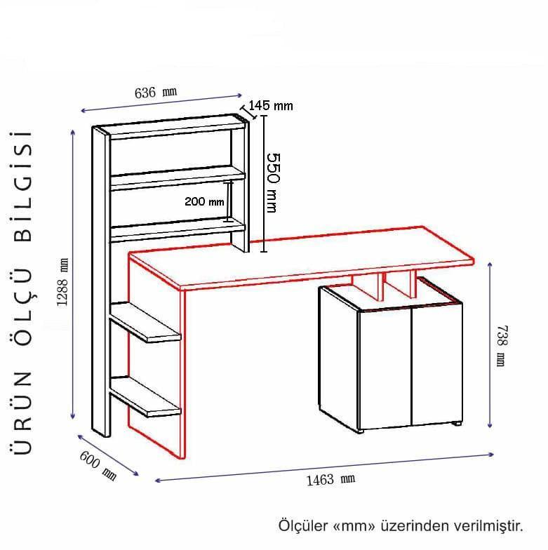 Íróasztal Melis - Walnut, Anthracite-VASBÚTOR