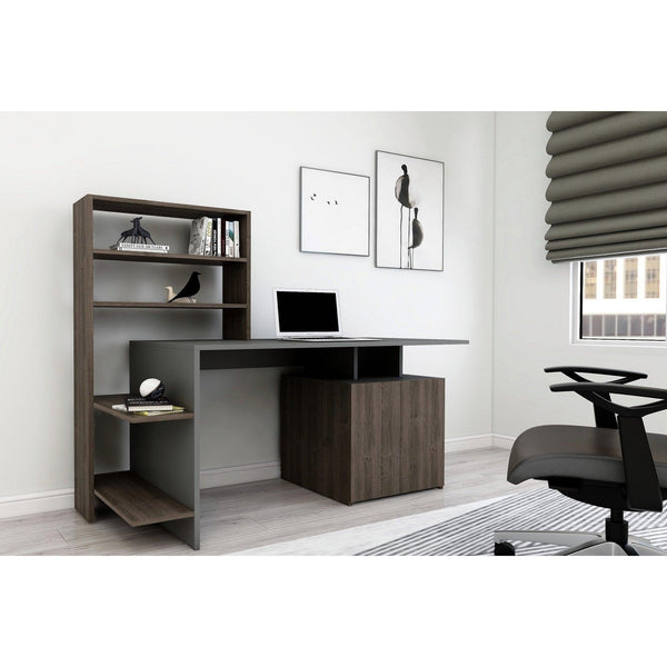 Íróasztal Melis - Walnut, Anthracite-VASBÚTOR