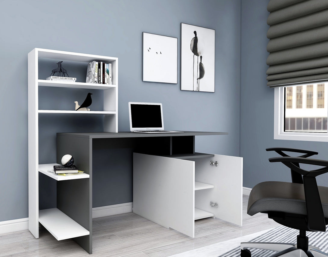 Íróasztal Melis - White, Anthracite-VASBÚTOR