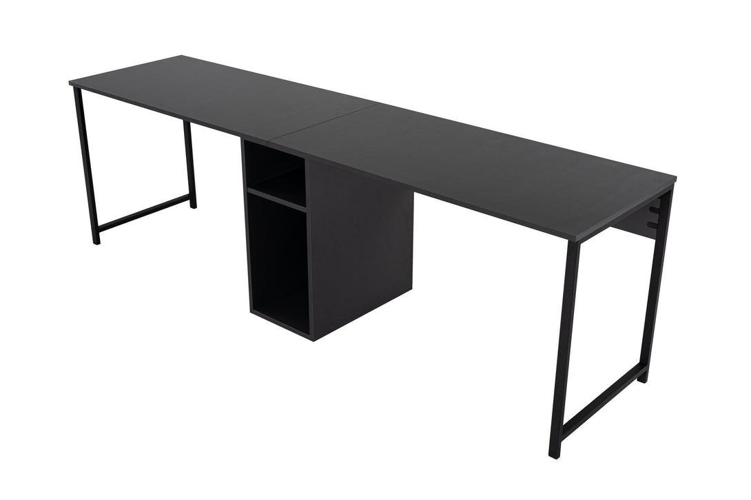 Íróasztal Twin Study Desk - Antracit, Fekete-VASBÚTOR
