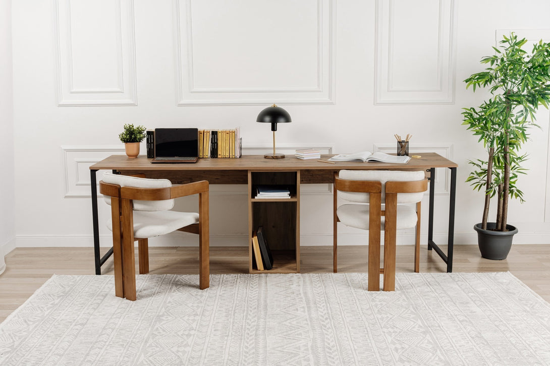 Íróasztal Twin Study Desk - Atlantic Pine, Fekete-VASBÚTOR