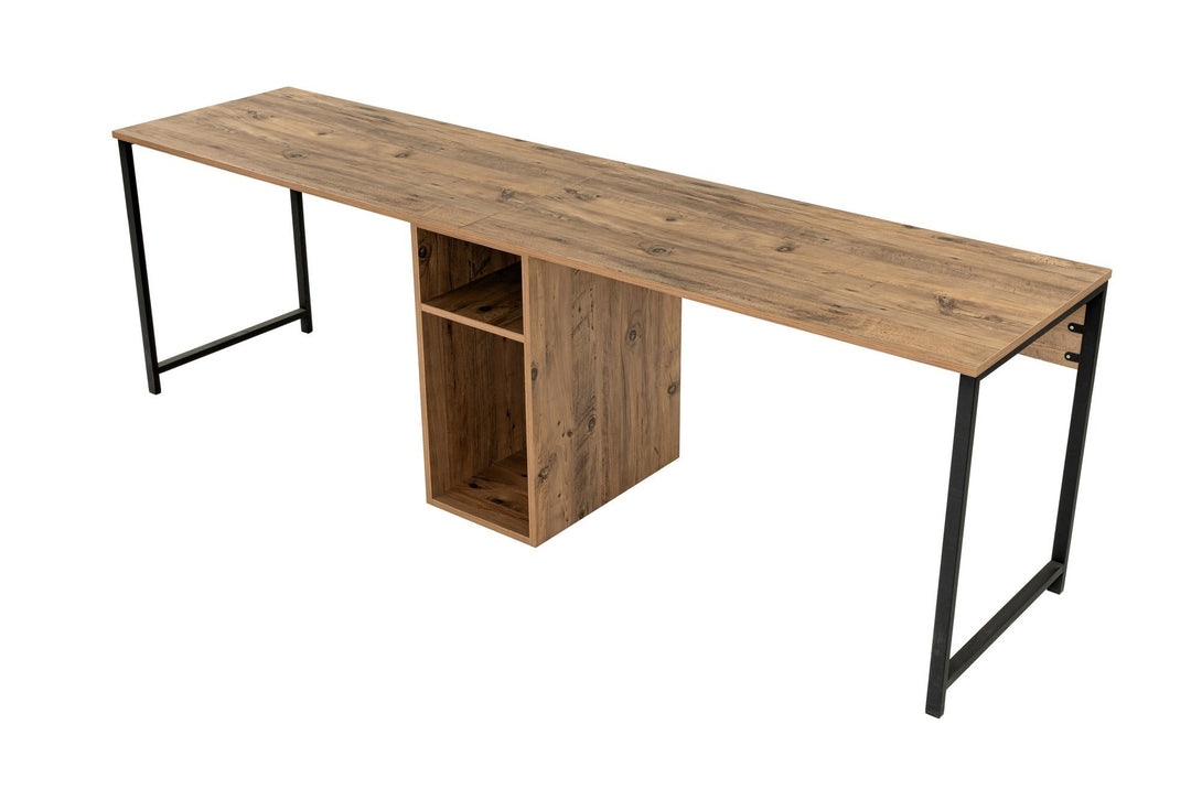 Íróasztal Twin Study Desk - Atlantic Pine, Fekete-VASBÚTOR