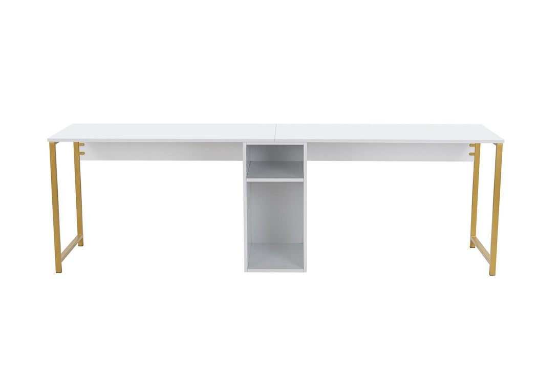Íróasztal Twin Study Desk - Fehér, Arany-VASBÚTOR