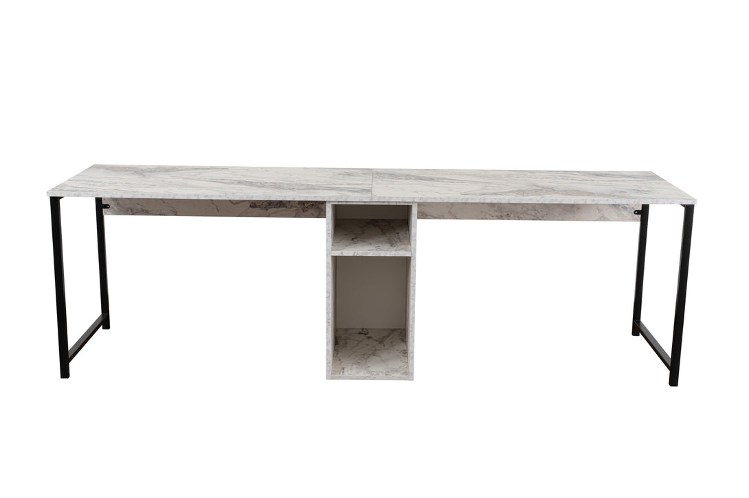 Íróasztal Twin Study Desk - Freesia Marble, Fekete-VASBÚTOR