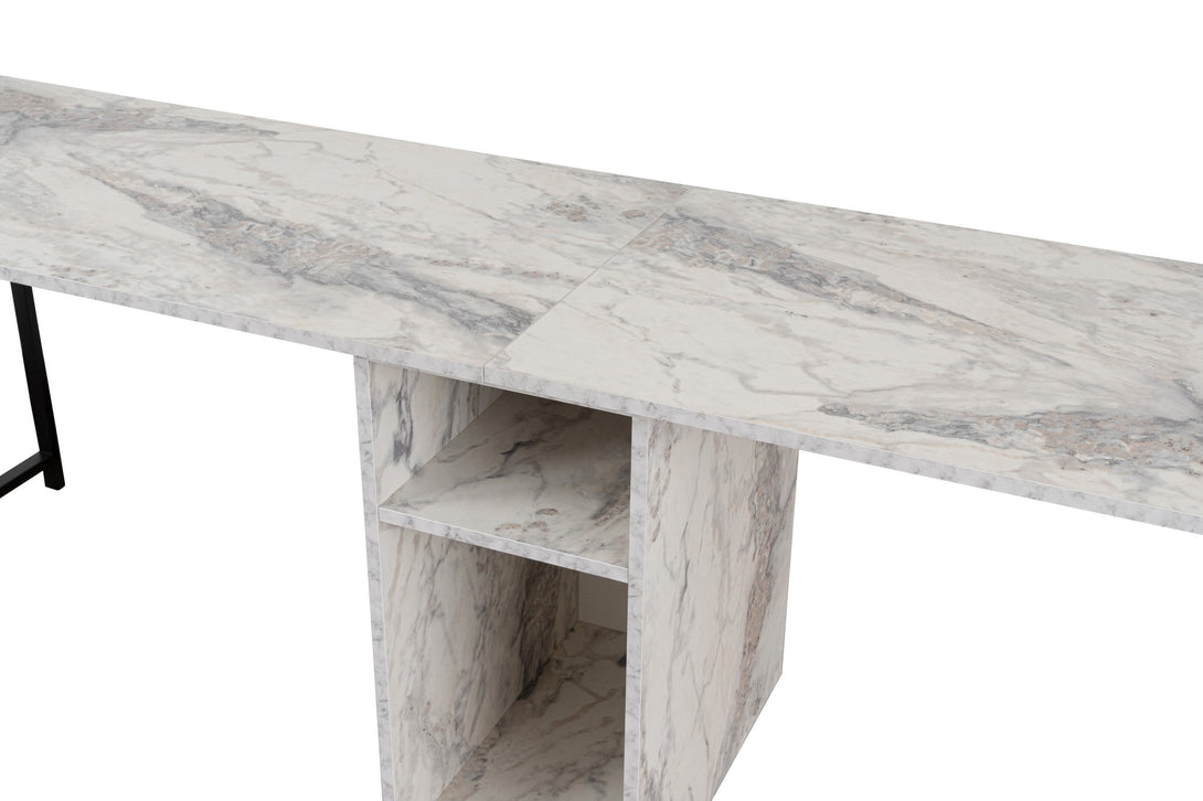 Íróasztal Twin Study Desk - Freesia Marble, Fekete-VASBÚTOR