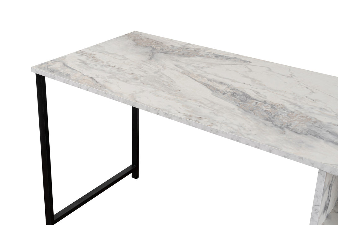 Íróasztal Twin Study Desk - Freesia Marble, Fekete-VASBÚTOR