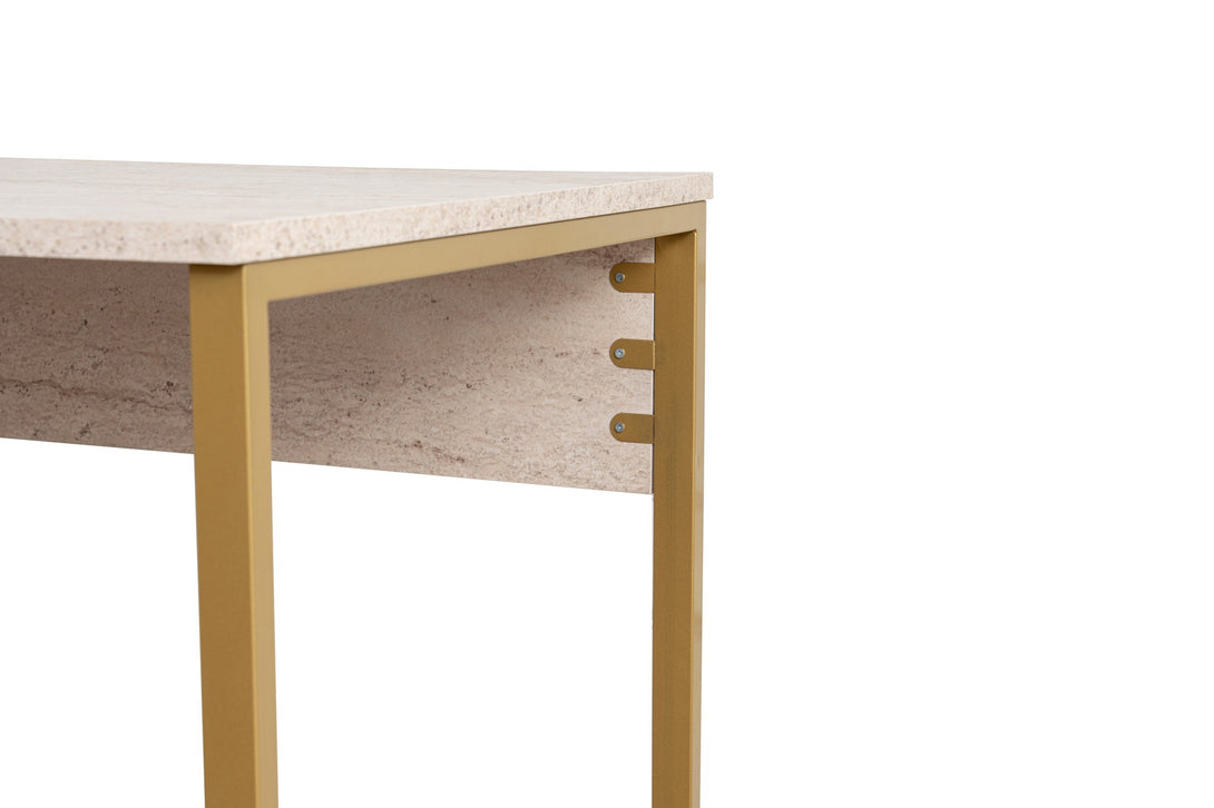 Íróasztal Twin Study Desk - Travertine, Arany-VASBÚTOR