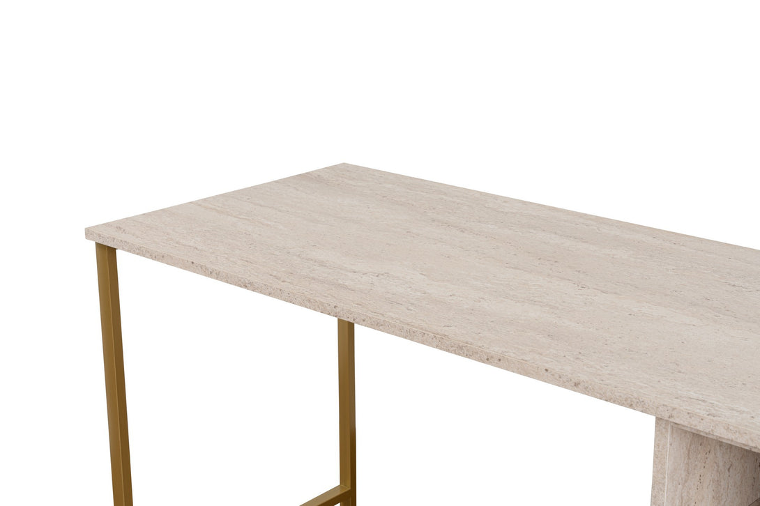 Íróasztal Twin Study Desk - Travertine, Arany-VASBÚTOR