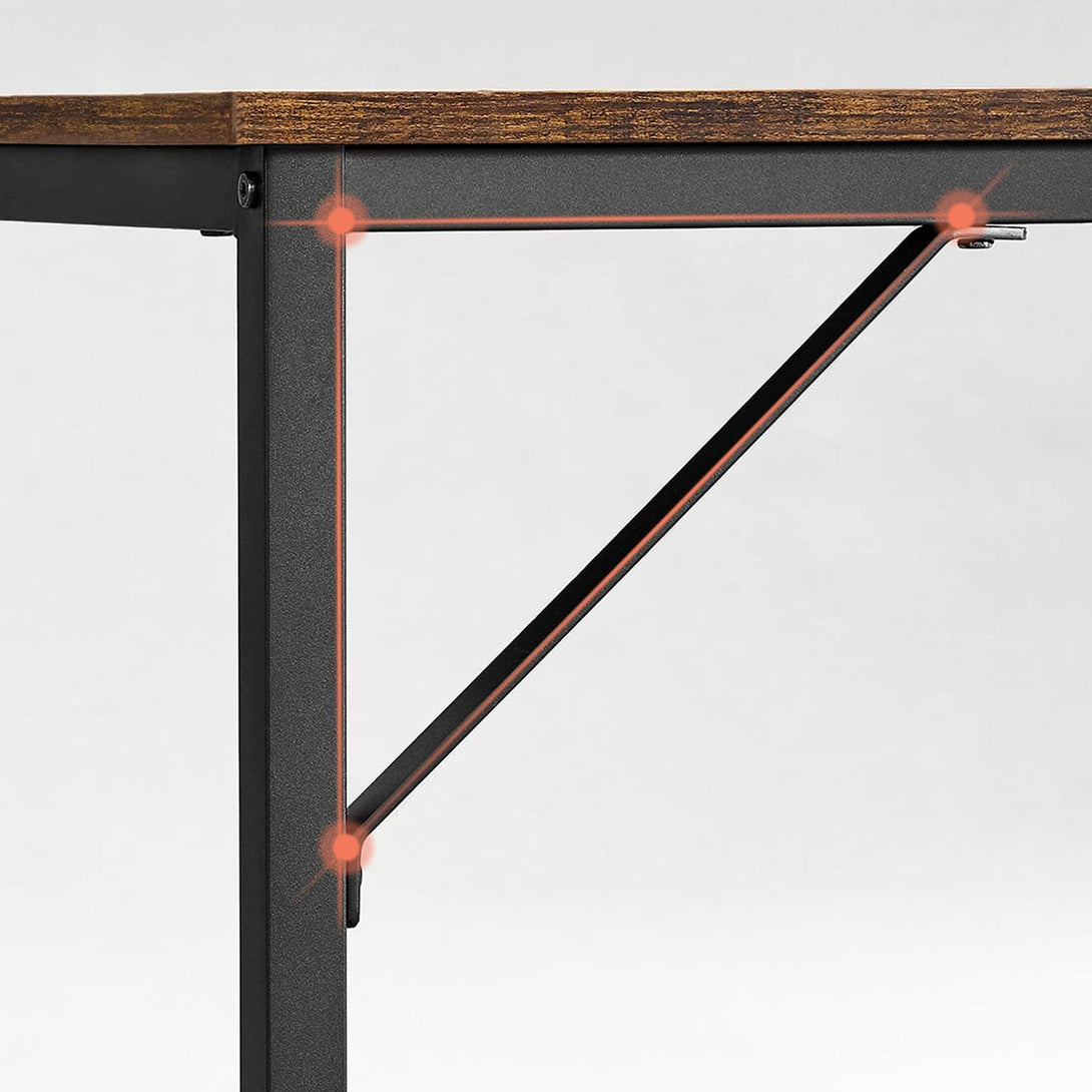 Íróasztal fém kerettel, kis irodai asztal, 140 cm, rusztikus barna-VASBÚTOR