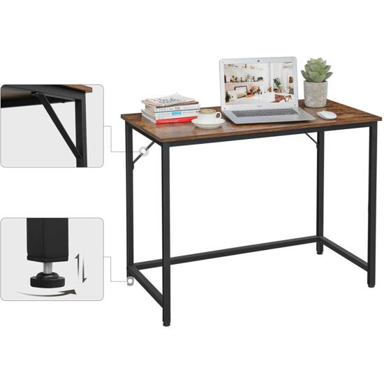 Íróasztal, számítógép asztal, kis irodai asztal, barna-fekete-VASBÚTOR