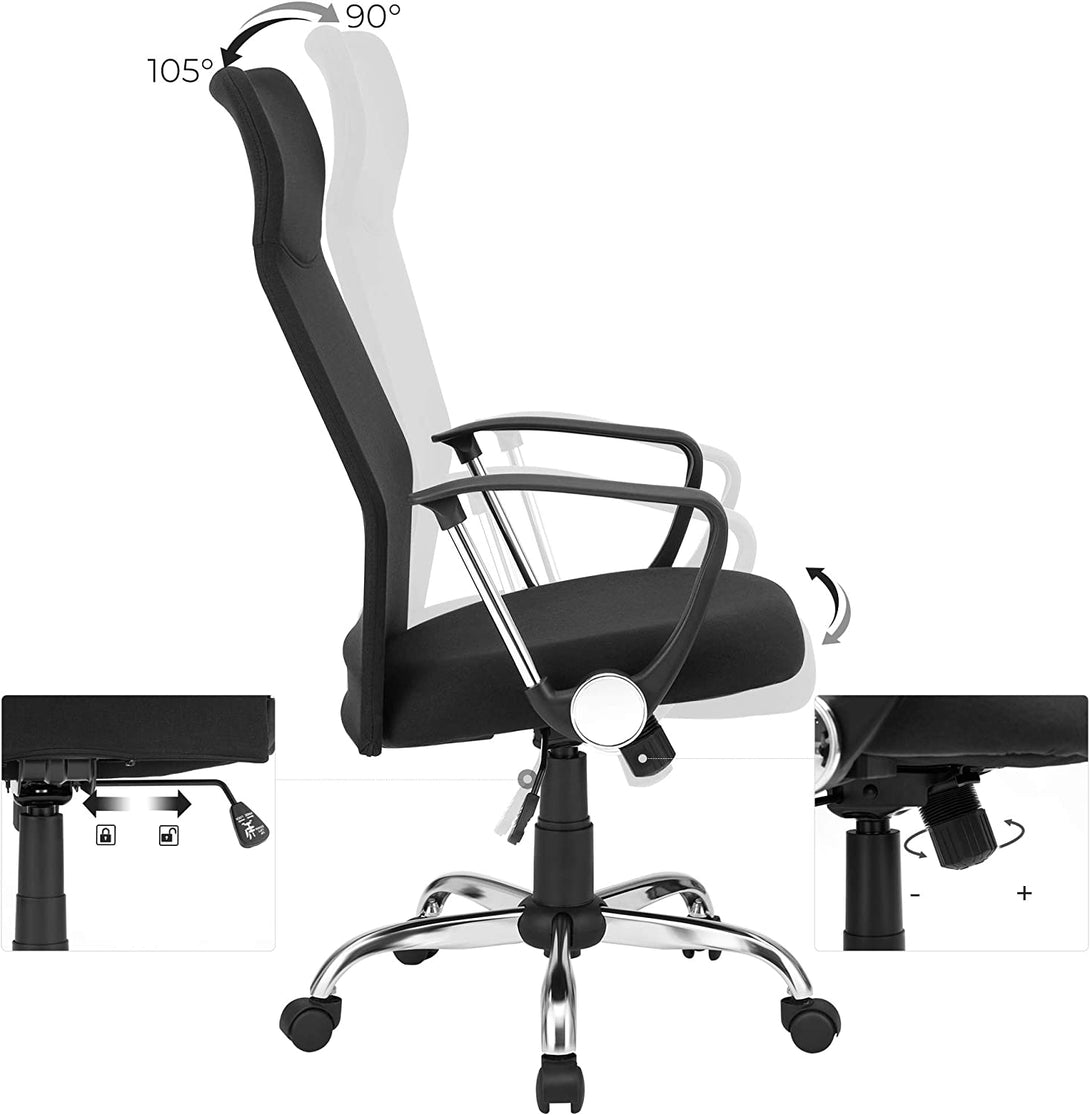 Irodai szék, Ergonomikus forgószék, 63 x (110-120) x 63 cm, fekete-VASBÚTOR