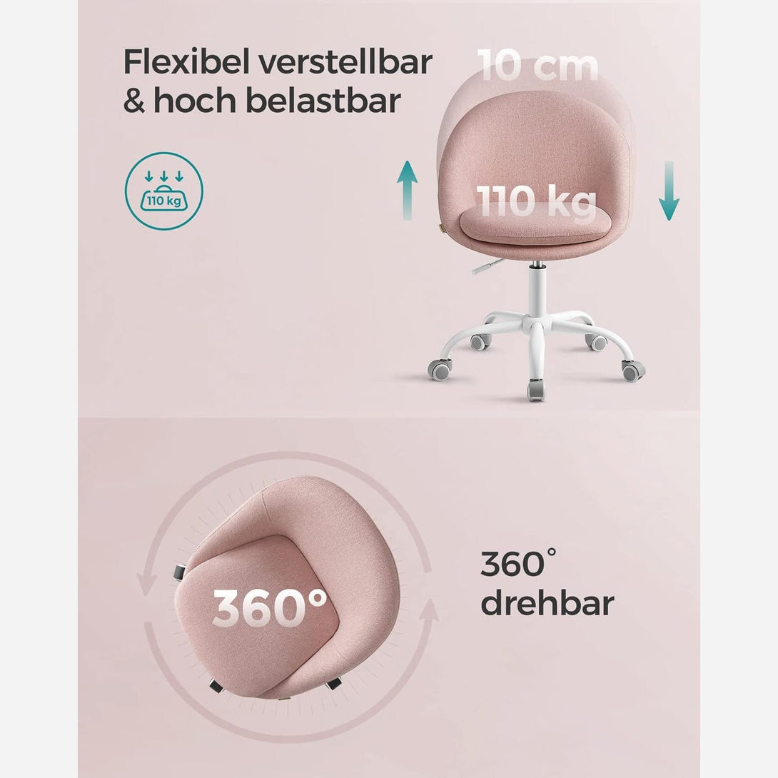 Irodai szék, állítható magasságú forgószék, rózsaszín-VASBÚTOR