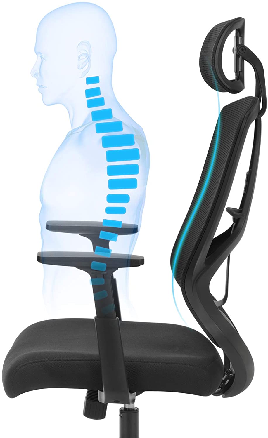 Irodai szék, ergonomikus forgó szék deréktámasszal-VASBÚTOR