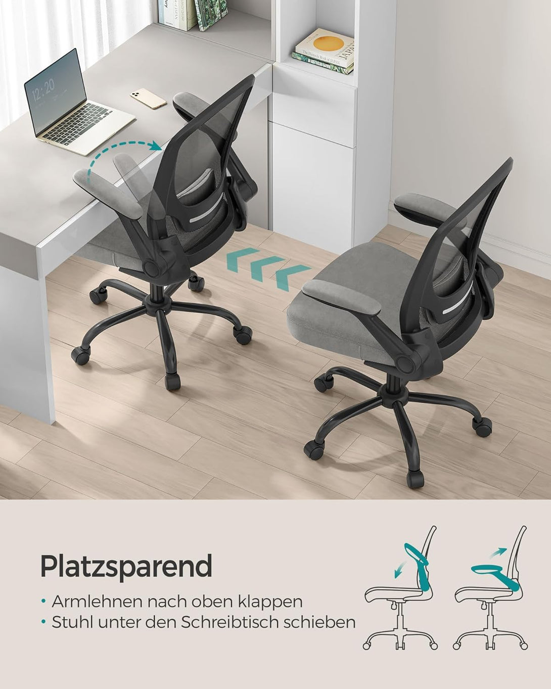 Irodai szék, ergonomikus, hálós forgószék, szürke-VASBÚTOR