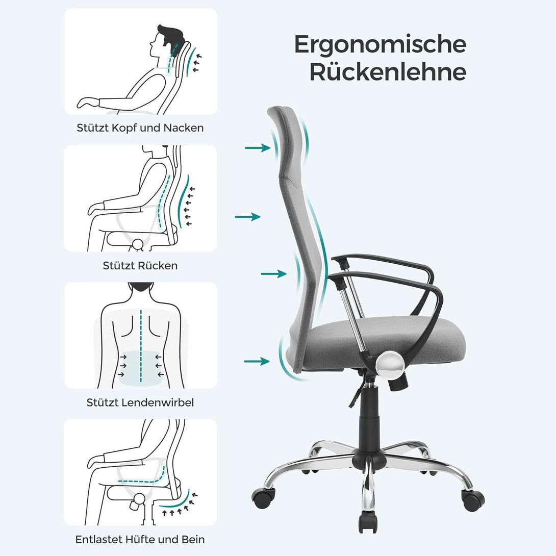 Irodai szék, ergonomikus szék párnázott üléssel, szürke-VASBÚTOR