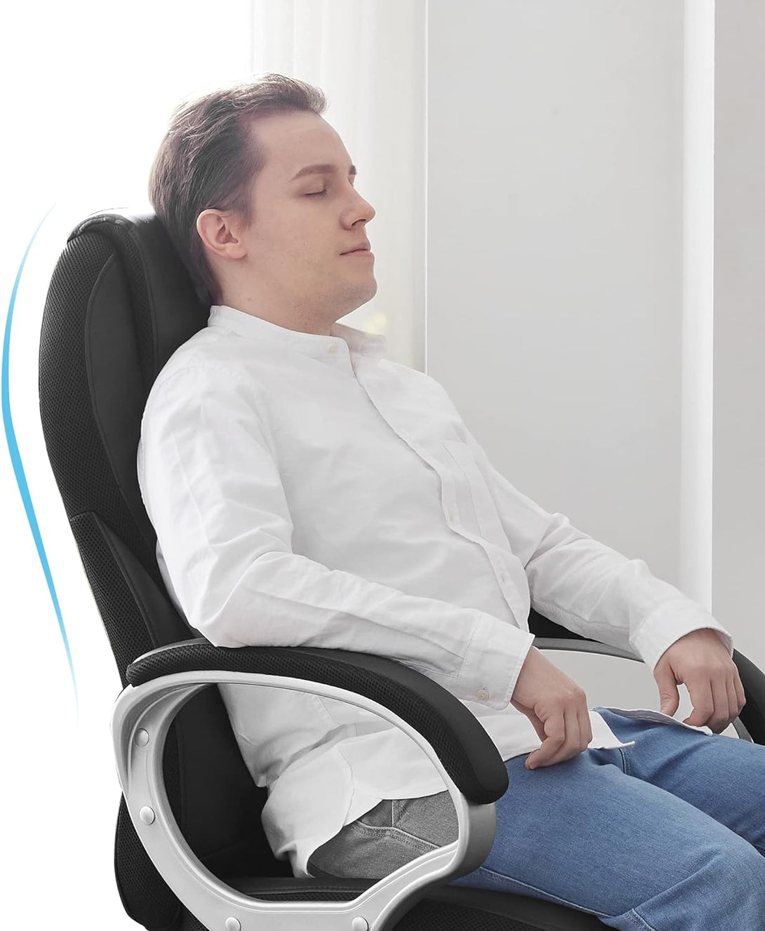 Irodai szék magas háttámlával, állítható magasságú, ergonomikus, fekete-VASBÚTOR