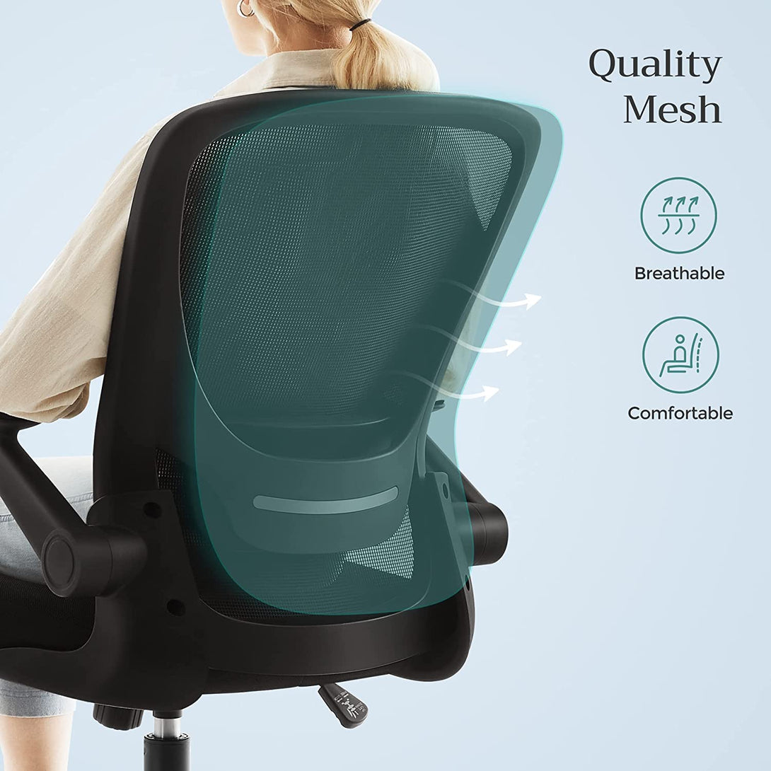 Irodai szék összecsukható karfákkal, ergonomikus számítógépes szék, fekete-VASBÚTOR