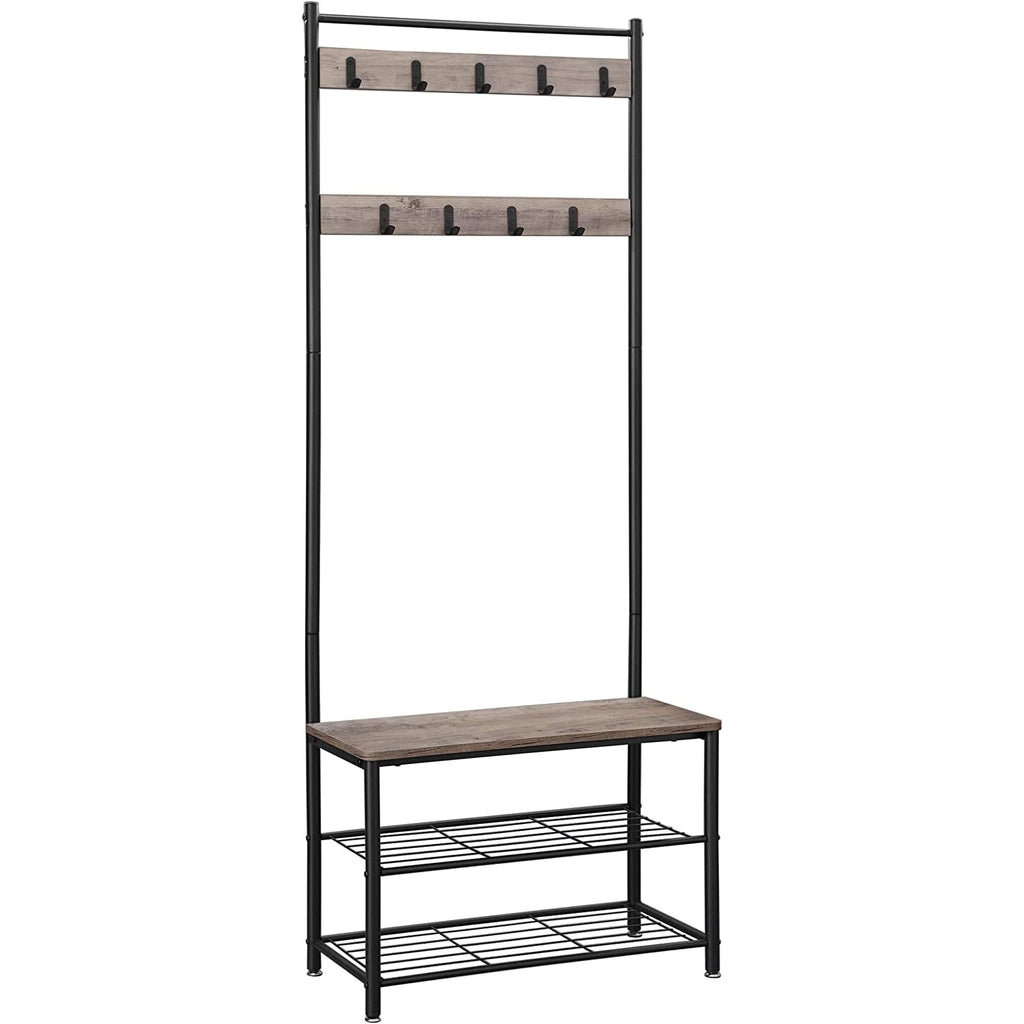 Kabáttartó állvány, cipőtartó üléssel, magasság 175 cm-VASBÚTOR