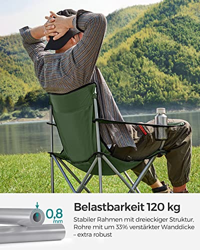 Kempingszékek, 2 db összecsukható kültéri szék karfával és pohártartókkal, zöld-VASBÚTOR