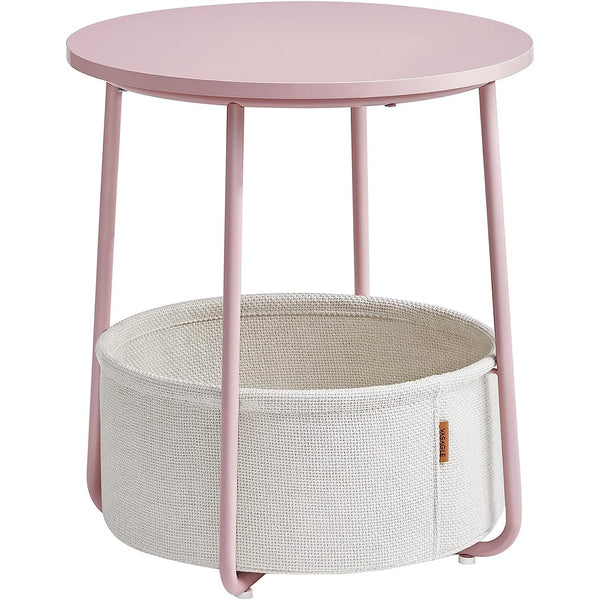 Kerek asztal, kis dohányzóasztal, pasztell rózsaszín-fehér-VASBÚTOR