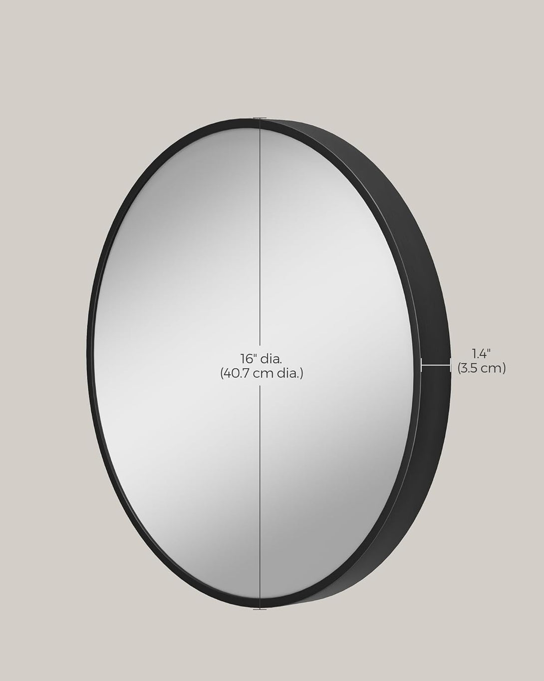 Kerek fürdőszobai tükör fekete keretben 40 cm-VASBÚTOR