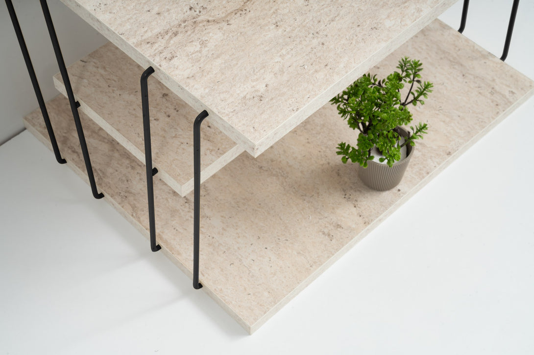 Kis asztal Lifon - Fekete, Travertine-VASBÚTOR