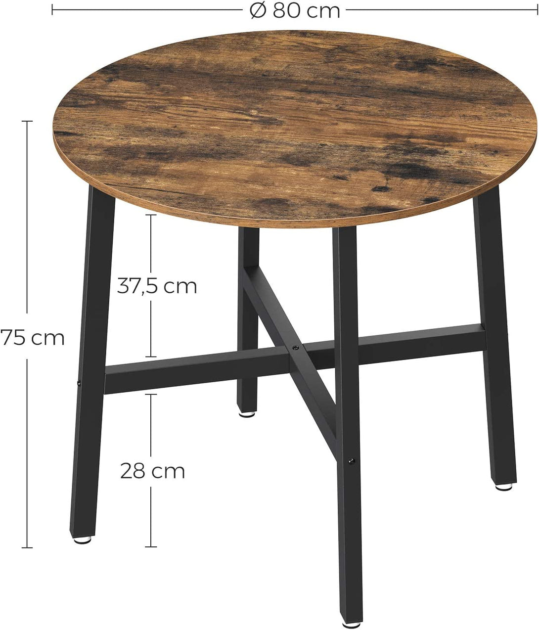 Kis étkezoasztal, kávézóasztal, 80 x 75 cm (Ø x M)-VASBÚTOR
