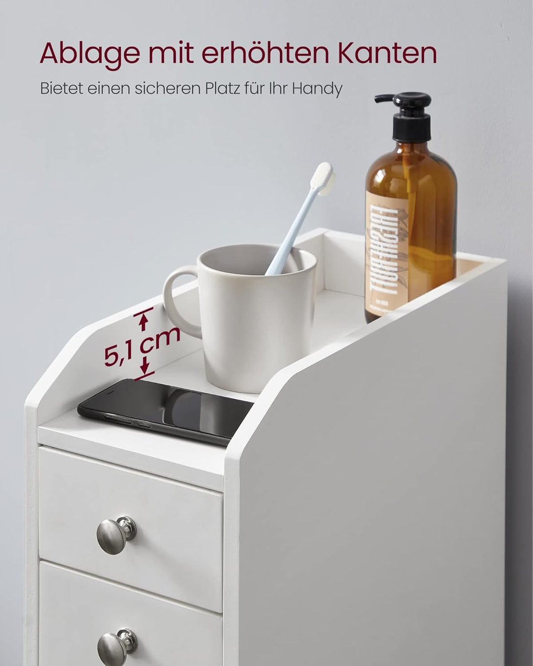 Kis fürdőszobai szekrény, álló tárolószekrény kis helyiségekbe, fehér színben-VASBÚTOR