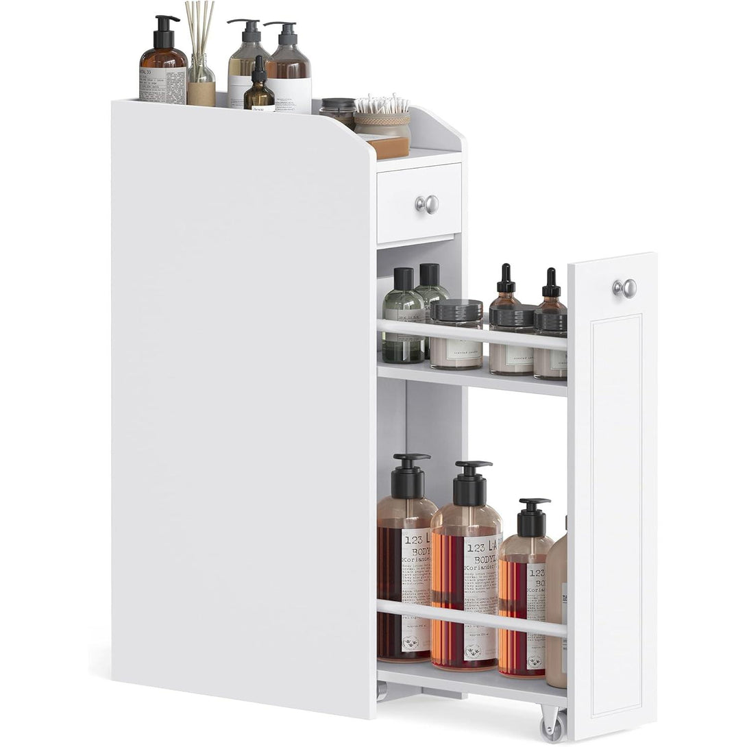 Kis fürdőszobai szekrény, álló tárolószekrény kis helyiségekbe, fehér színben-VASBÚTOR