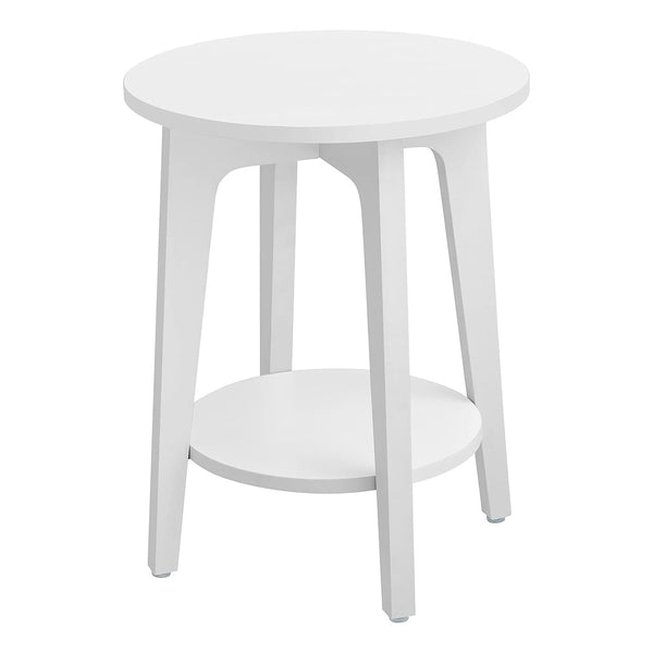 Kis kerek asztal, asztal alsó polccal, fehér-VASBÚTOR