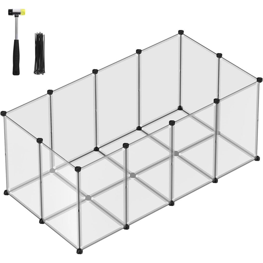 Kisállat járóka padlóval, DIY műanyag ketrec, fehér-VASBÚTOR