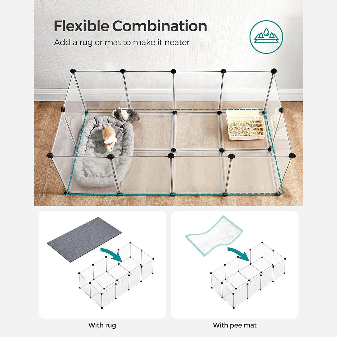 SONGMICS pet run cage with lower part, 20 panels - IRON FURNITURE ...