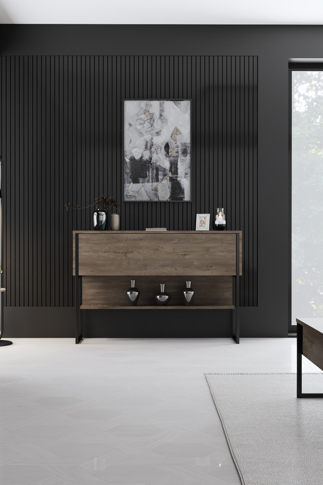 Komód Luxe - Black, Walnut-VASBÚTOR