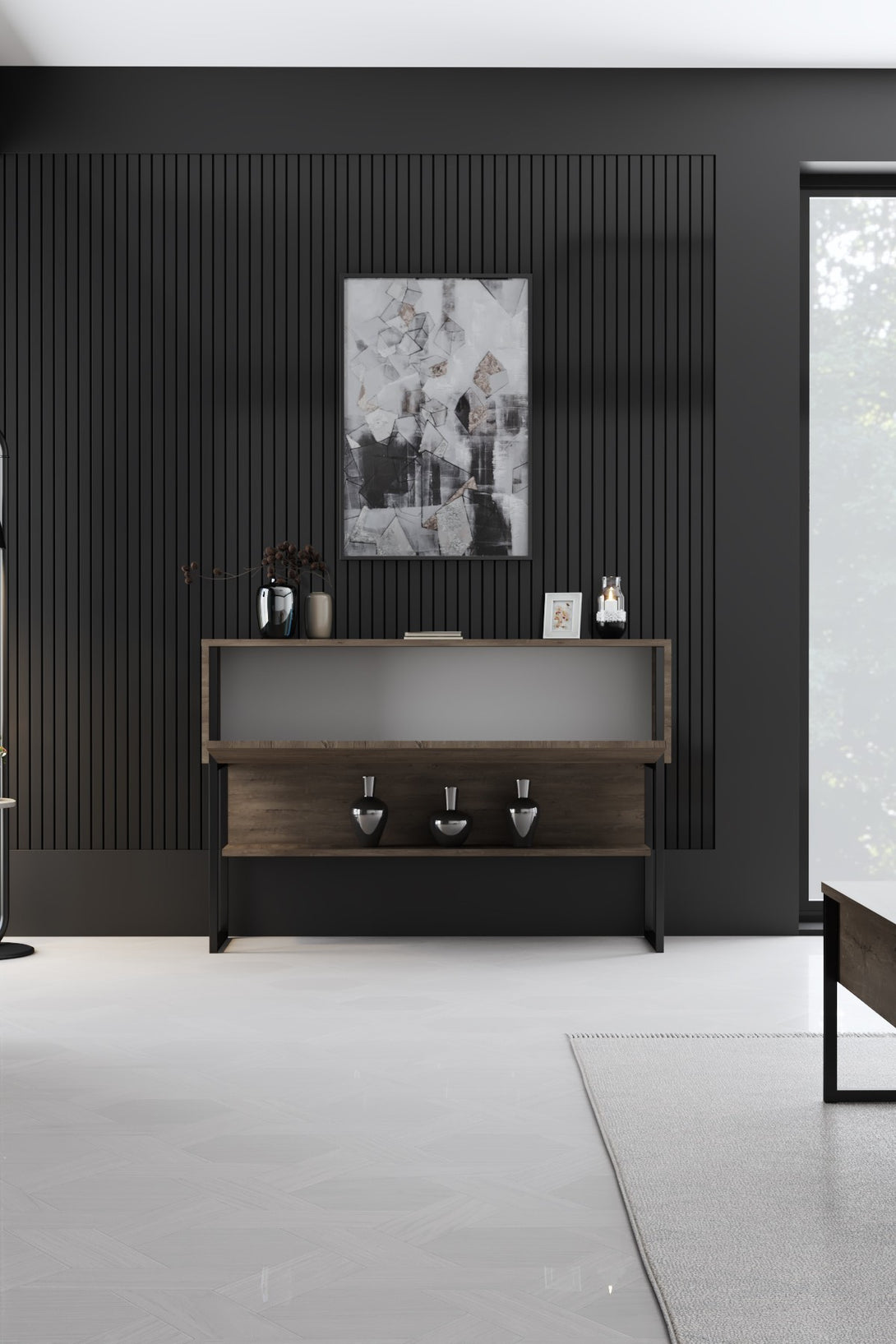 Komód Luxe - Black, Walnut-VASBÚTOR