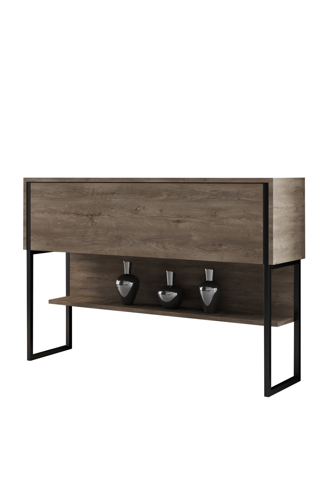 Komód Luxe - Black, Walnut-VASBÚTOR