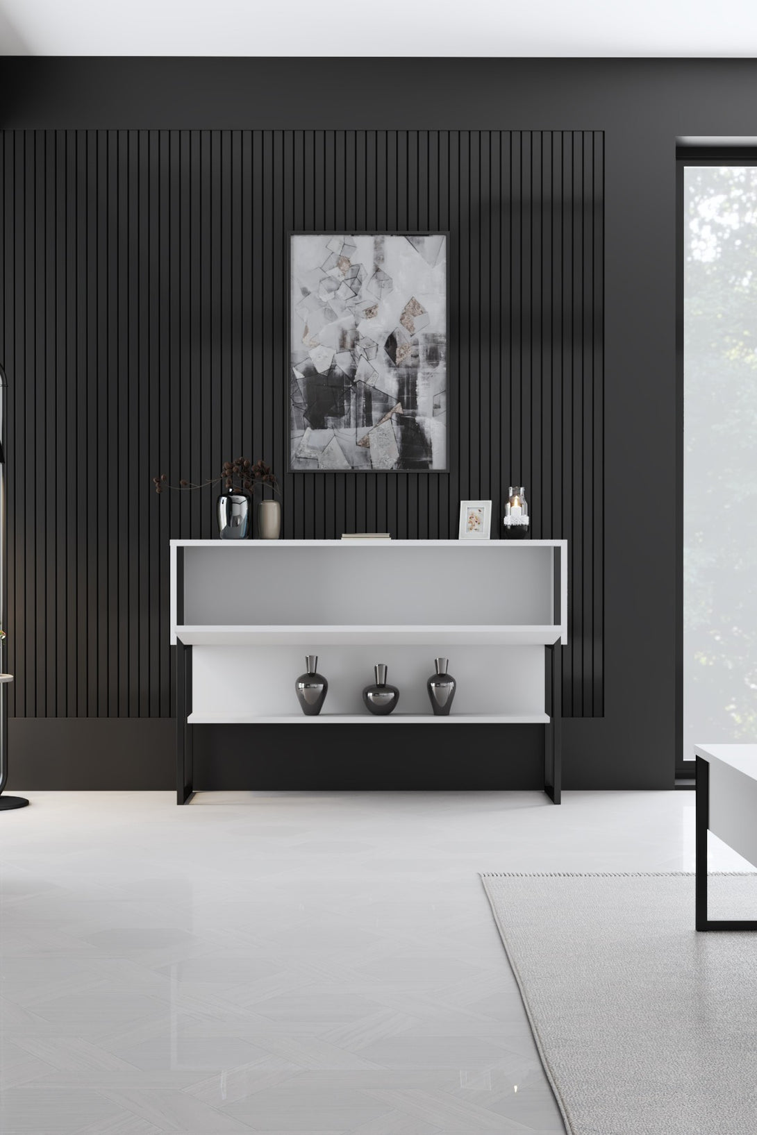 Komód Luxe - Black, White-VASBÚTOR