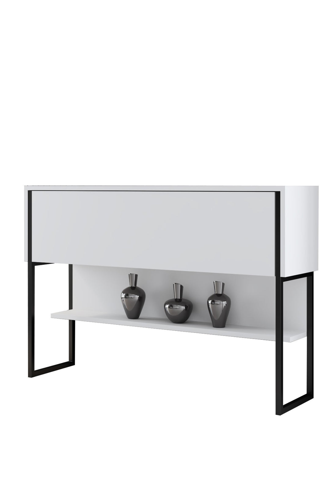 Komód Luxe - Black, White-VASBÚTOR