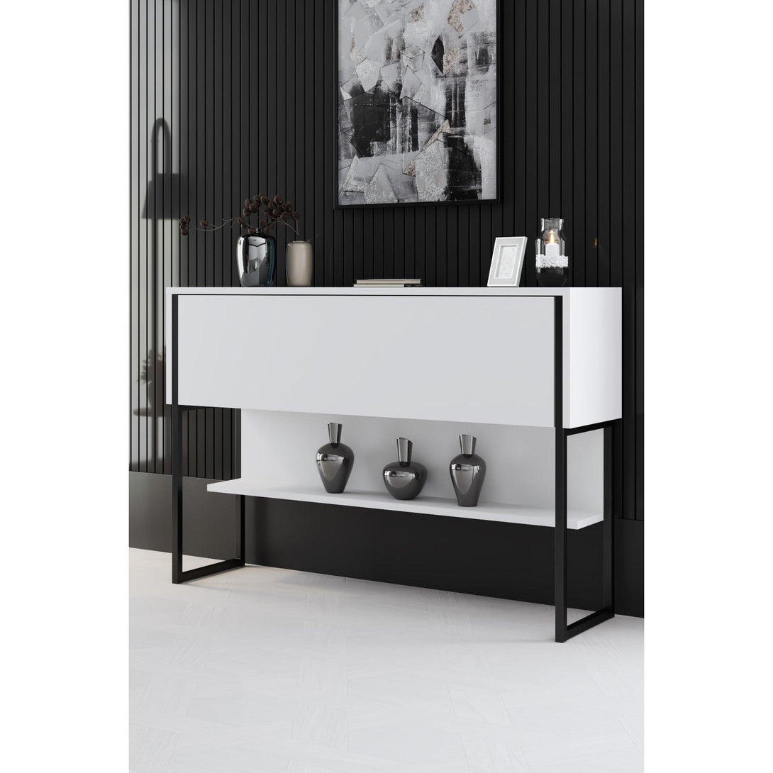 Komód Luxe - Black, White-VASBÚTOR