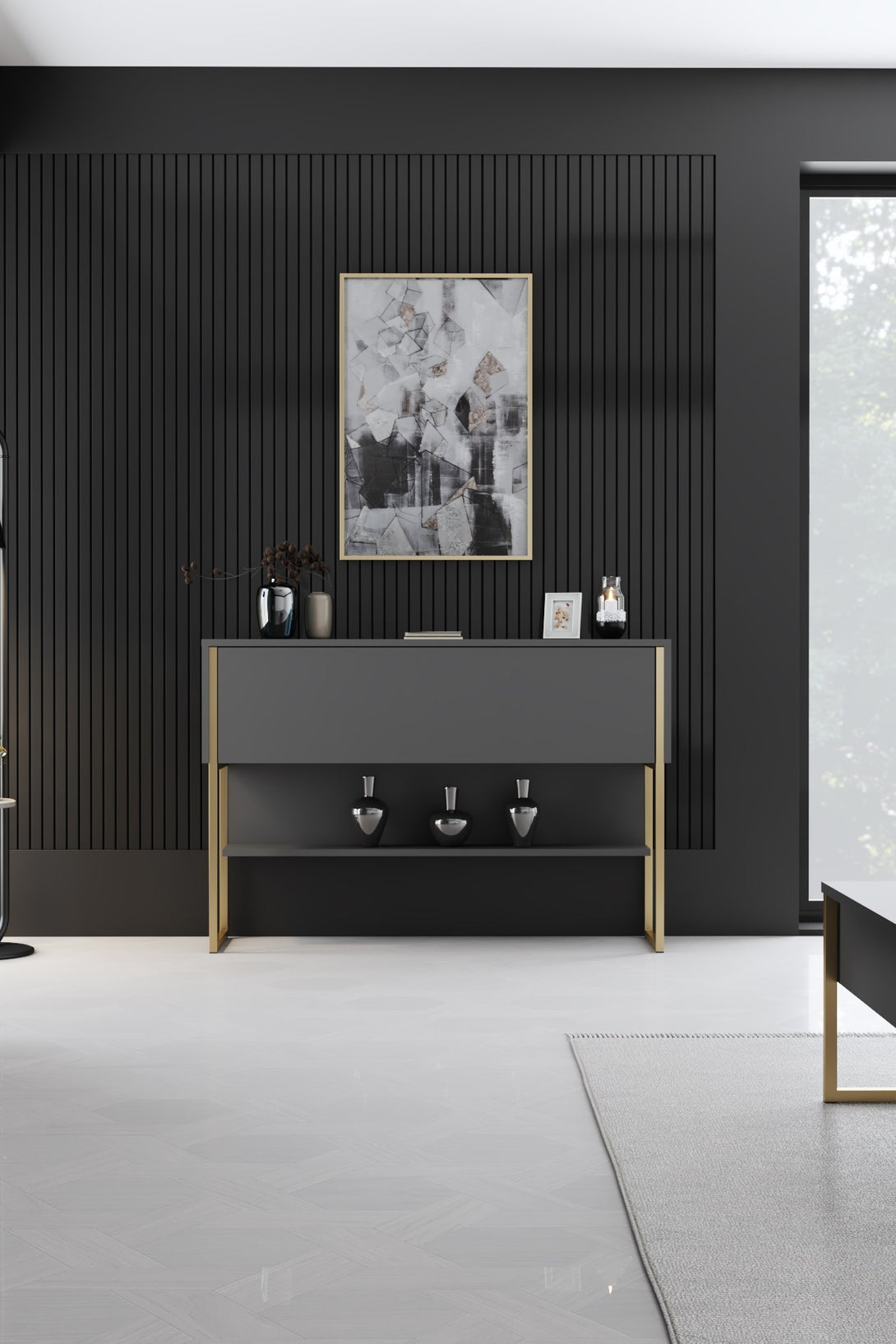 Komód Luxe - Gold, Anthracite-VASBÚTOR