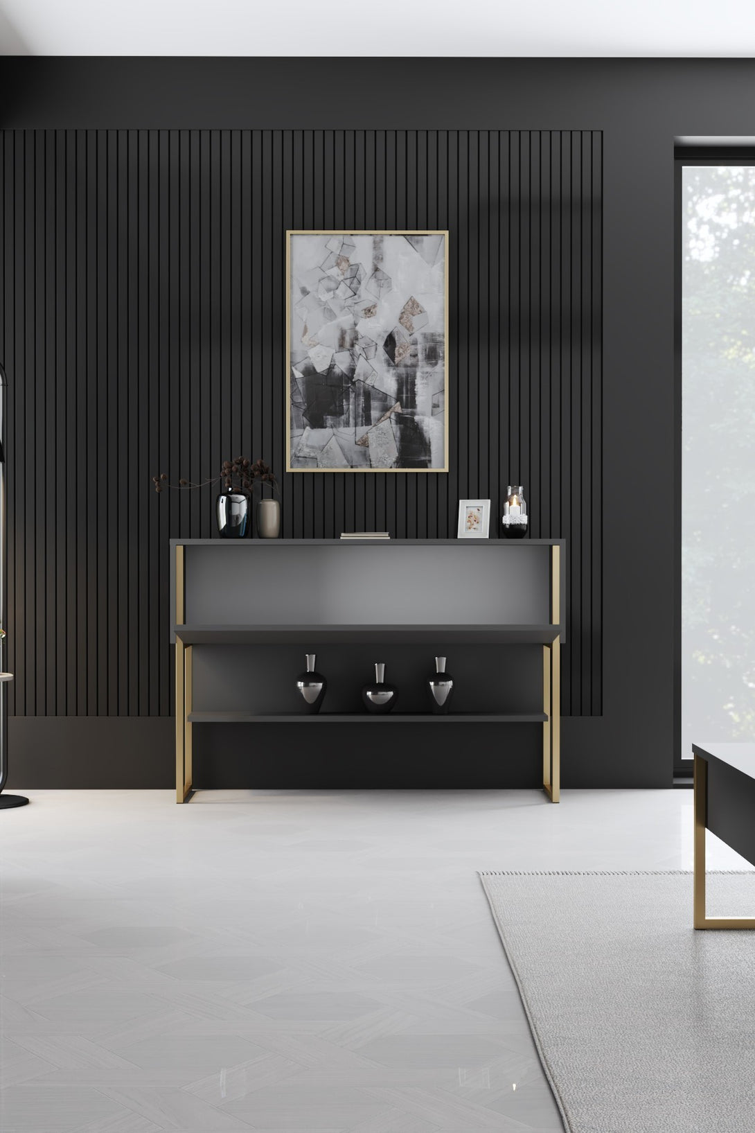 Komód Luxe - Gold, Anthracite-VASBÚTOR