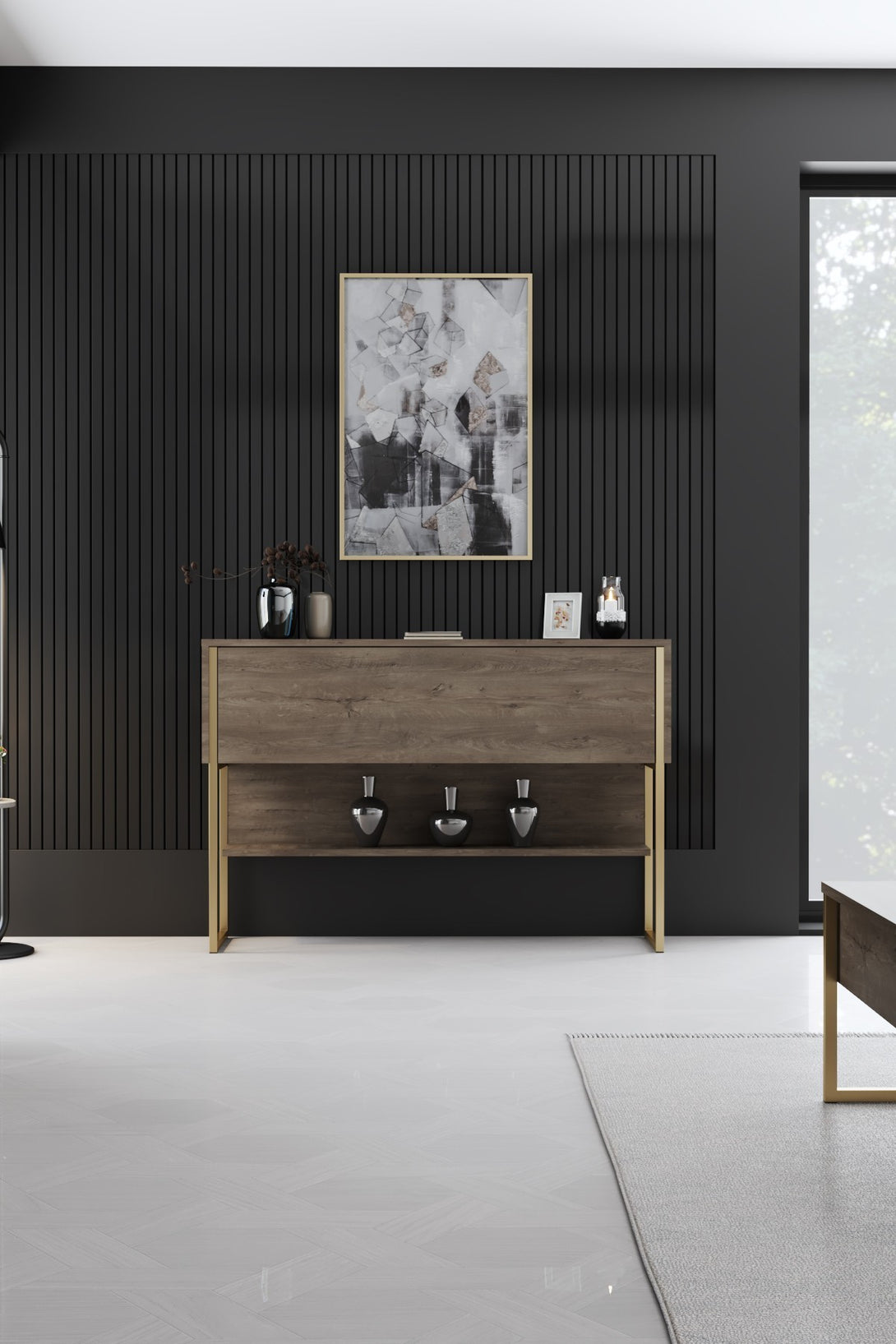 Komód Luxe - Gold, Walnut-VASBÚTOR