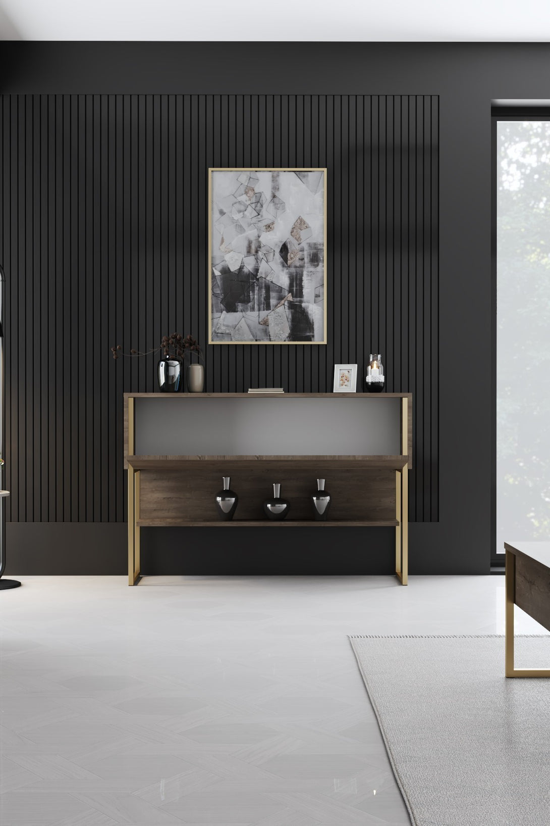 Komód Luxe - Gold, Walnut-VASBÚTOR