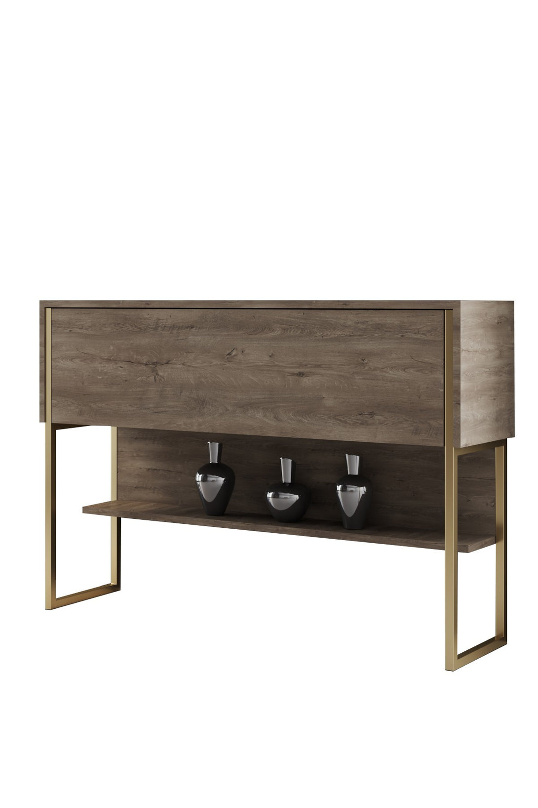 Komód Luxe - Gold, Walnut-VASBÚTOR