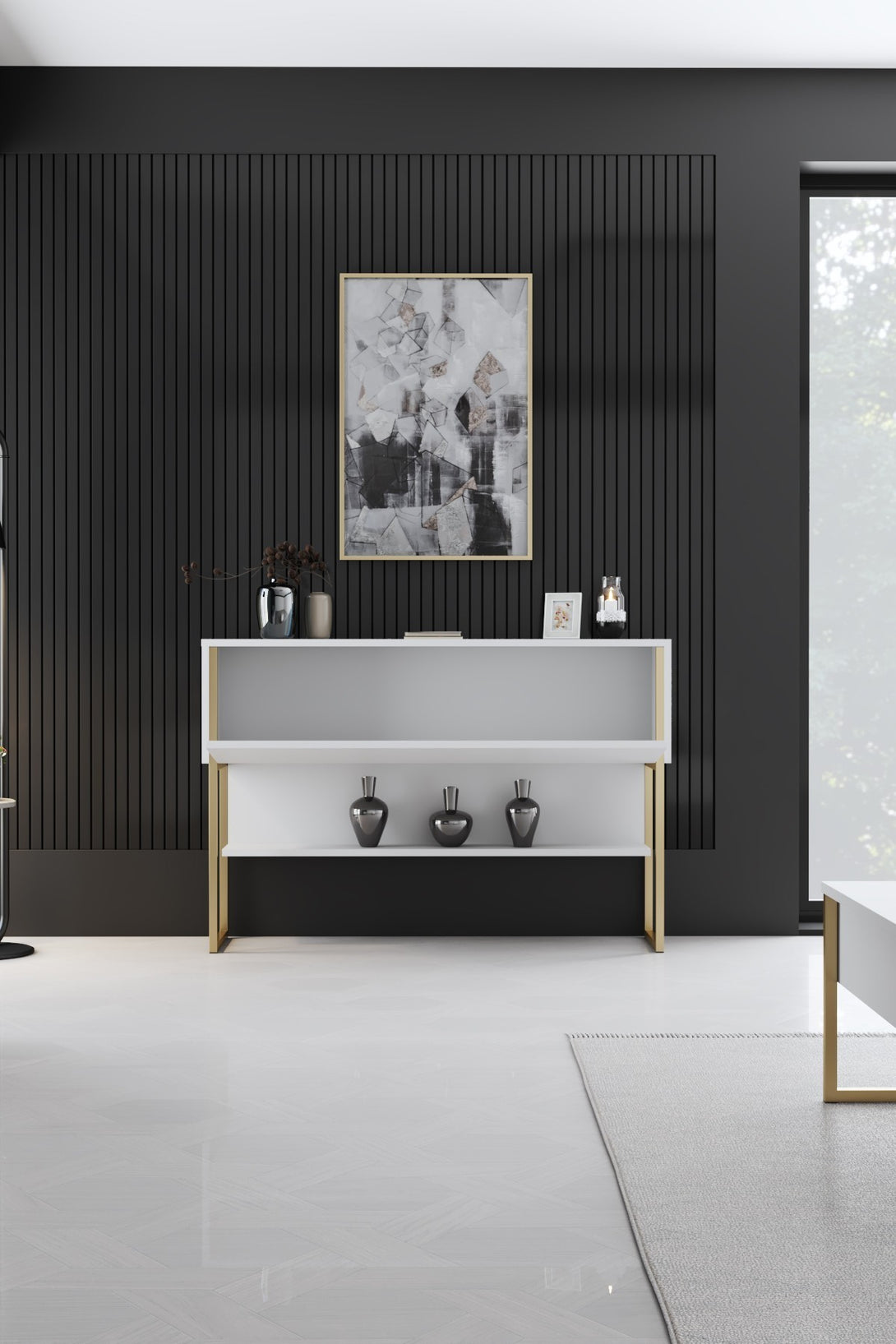 Komód Luxe - Gold, White-VASBÚTOR