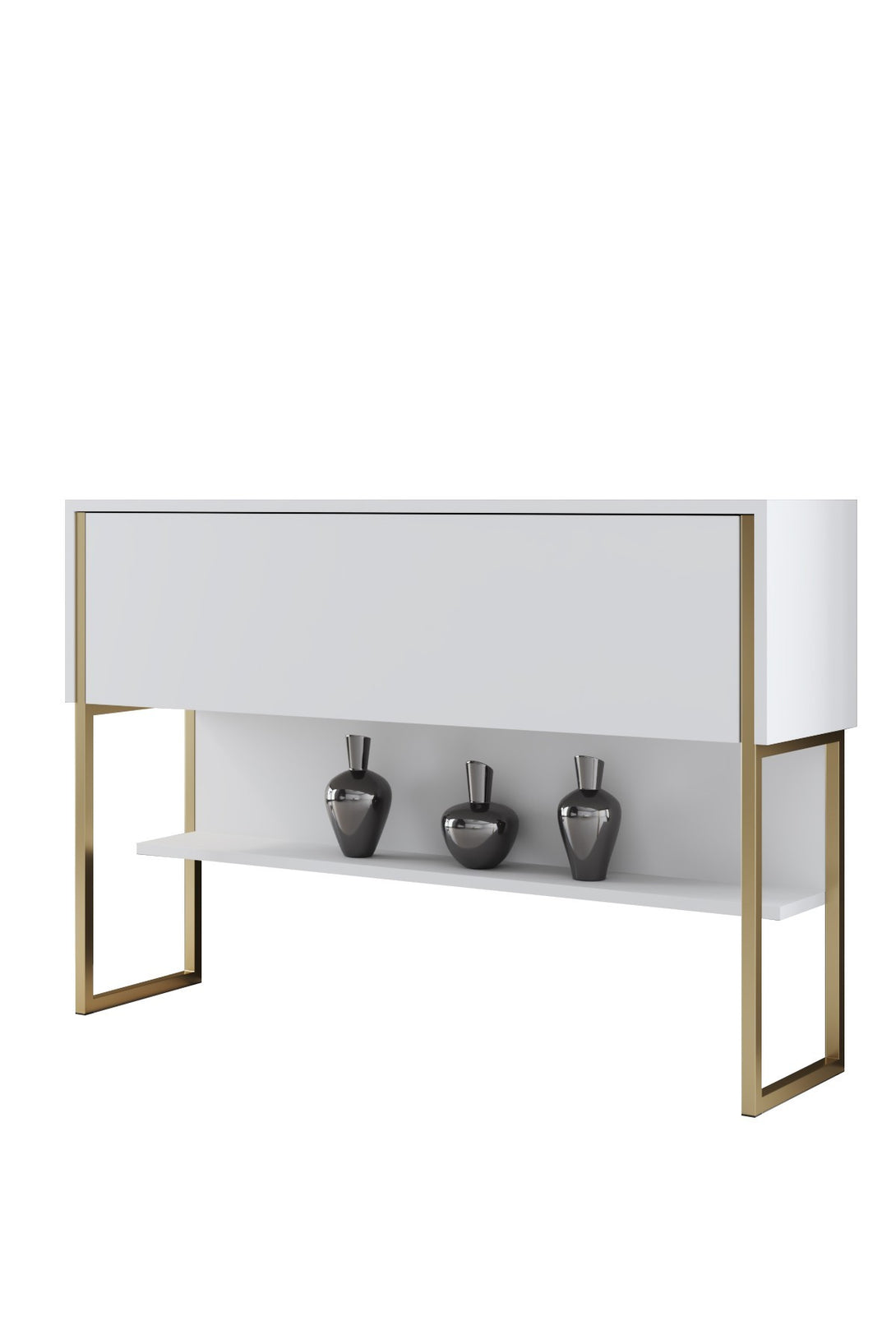 Komód Luxe - Gold, White-VASBÚTOR