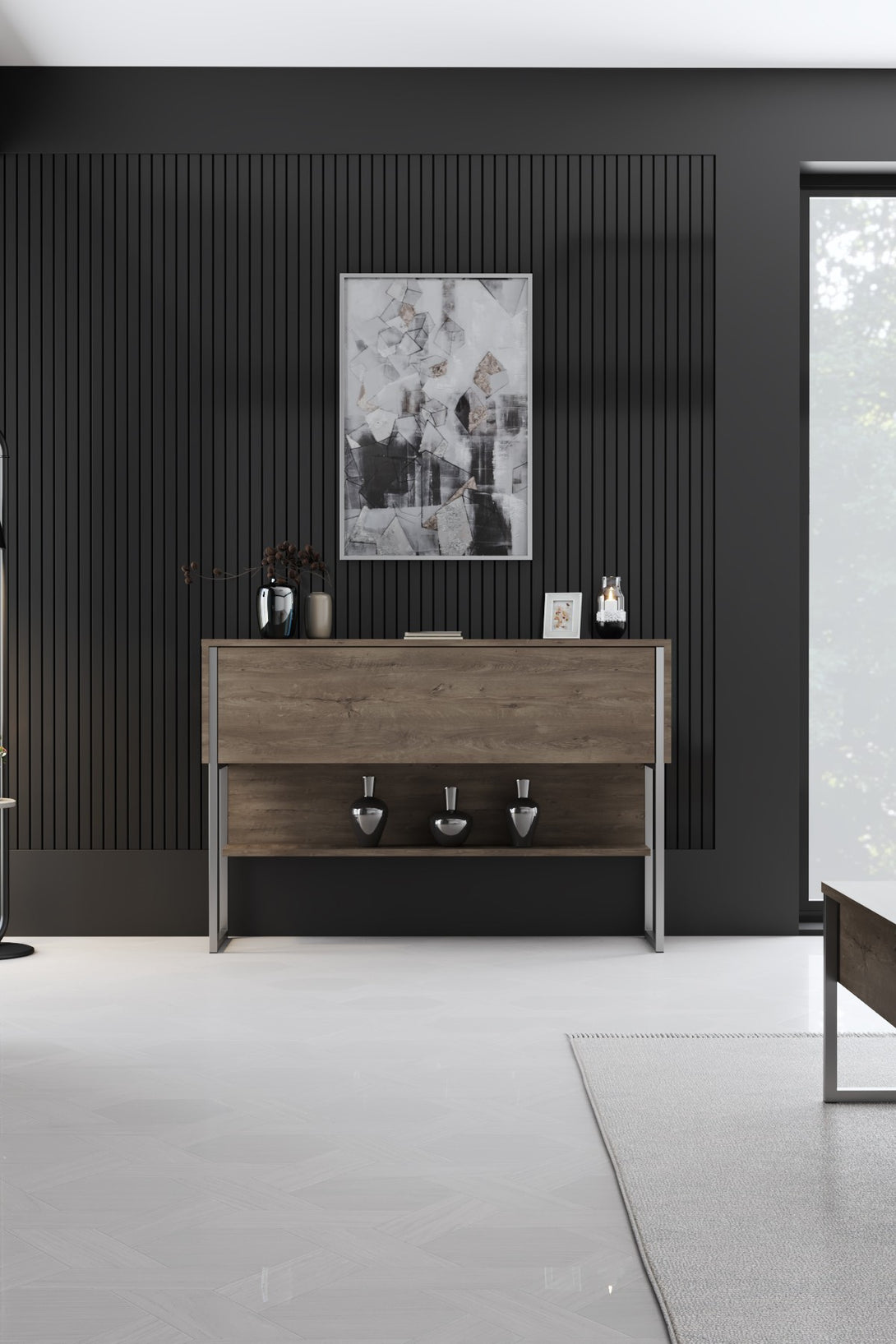Komód Luxe - Silver, Walnut-VASBÚTOR