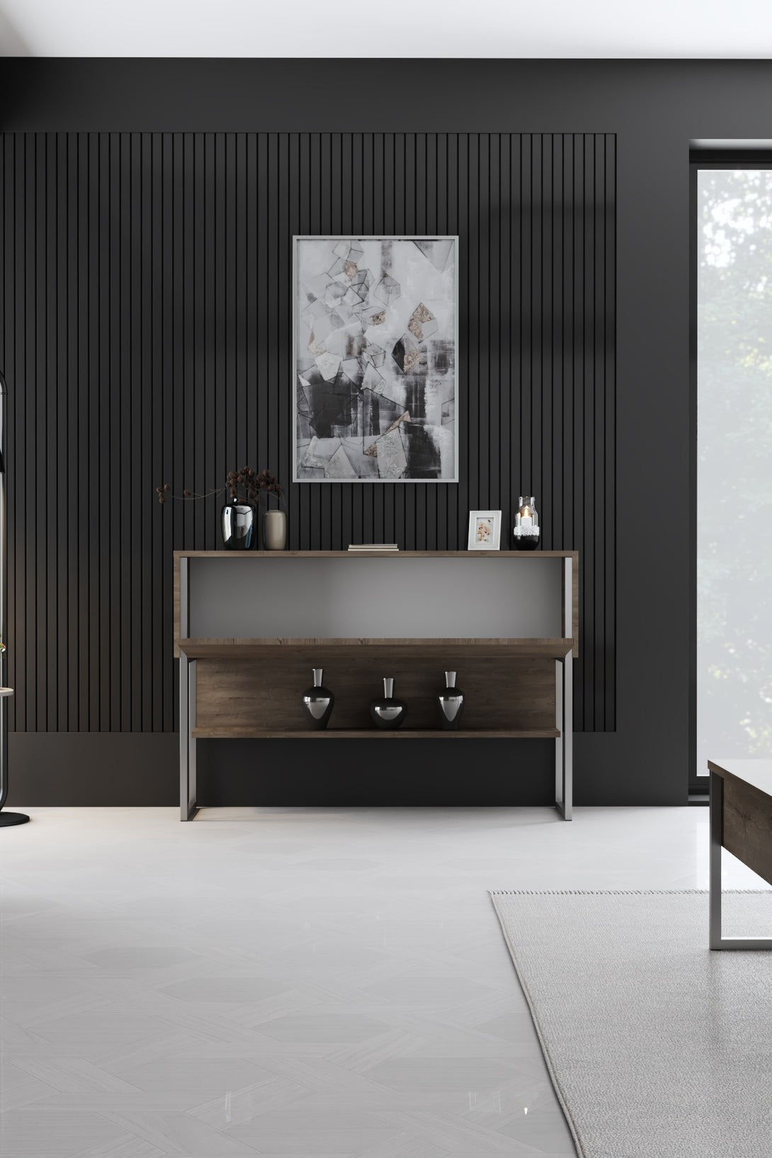 Komód Luxe - Silver, Walnut-VASBÚTOR