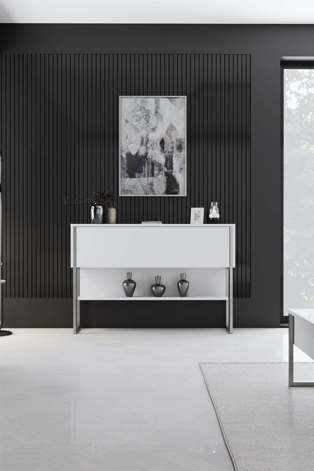 Komód Luxe - Silver, White-VASBÚTOR